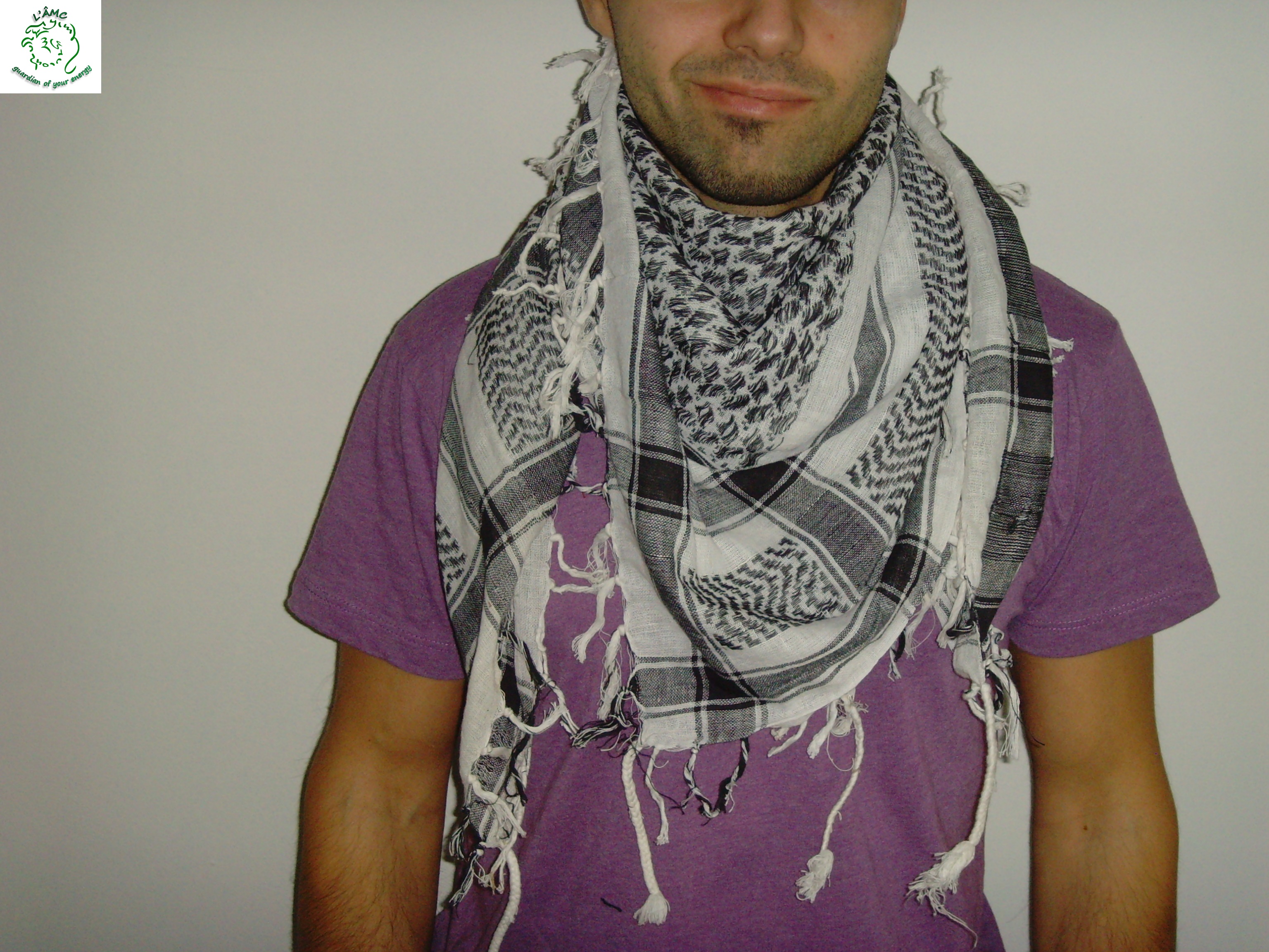 KEFFIEH Noir et blanc 100 COTTON 102/97 CM L